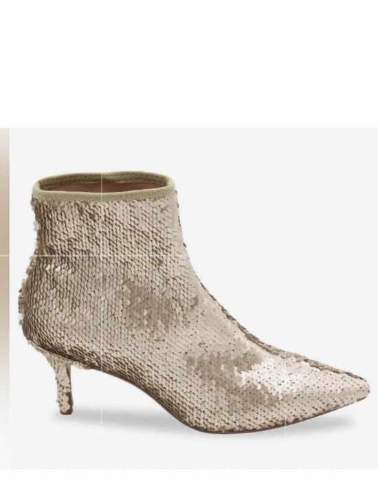 Charles David Shoes - Charles David 6MM Amstel 3 Beige Sequined Stretch Ankle Boots